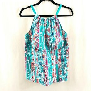 Lands End Womens Tankini Top Molded Cups 20W